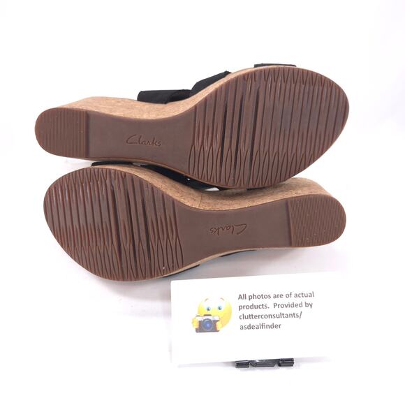 Collection by Clarks Casual Cork Wedge Sandal Womens Size 5.5 15260 Black - Picture 9 of 9